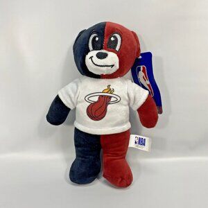 NBA Miami HEAT Stuffed Bear Split Color Red & Black 2022 Season Collectible NWT